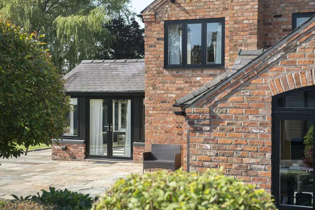 Aluminium windows and doors on a brick barn conversion