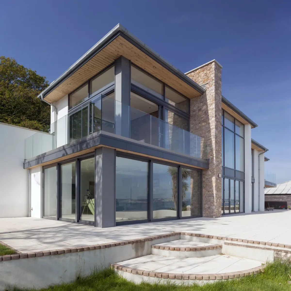 Large aluminium glazing on a contemporary house