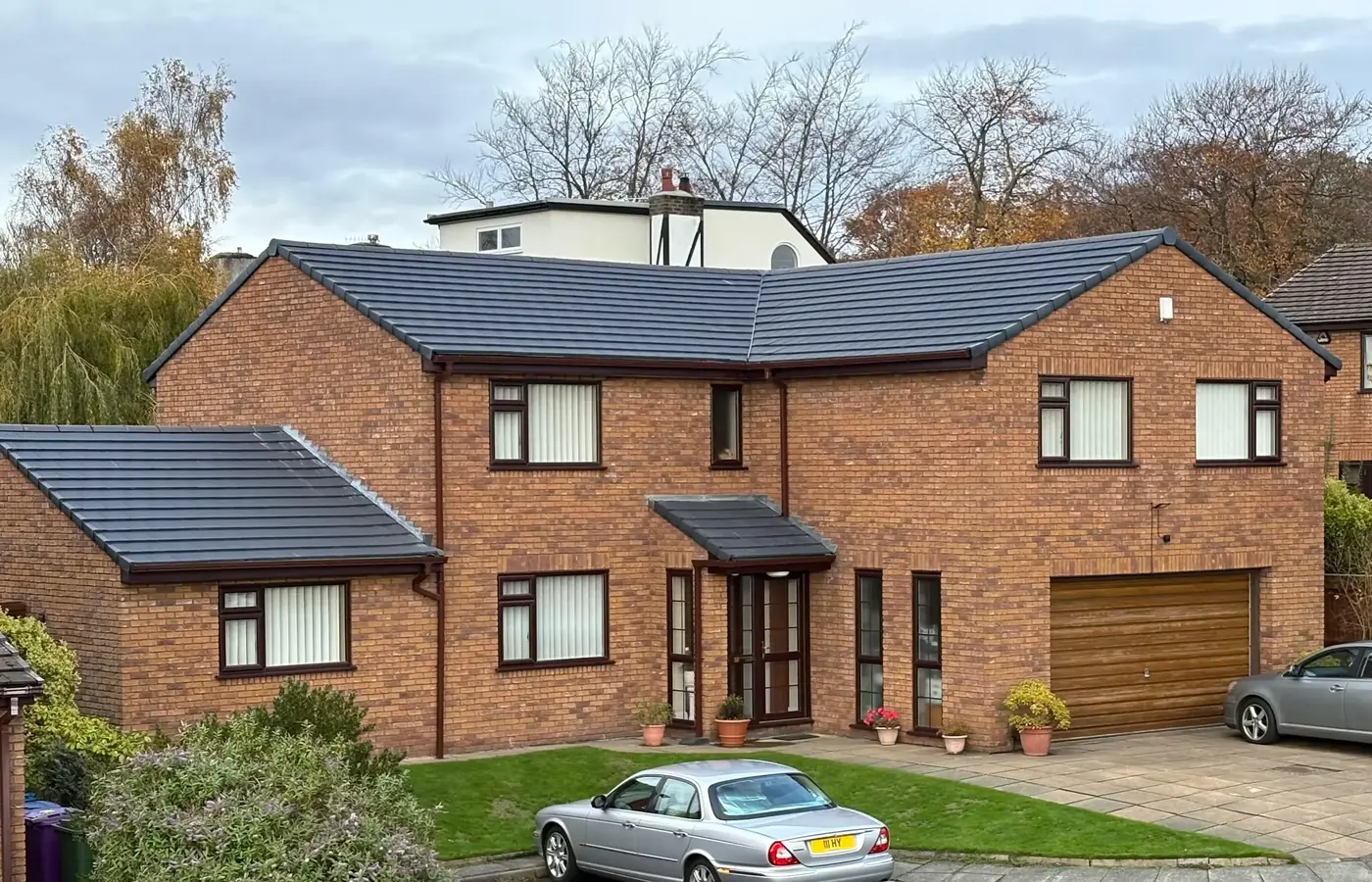 A completed tiled roof