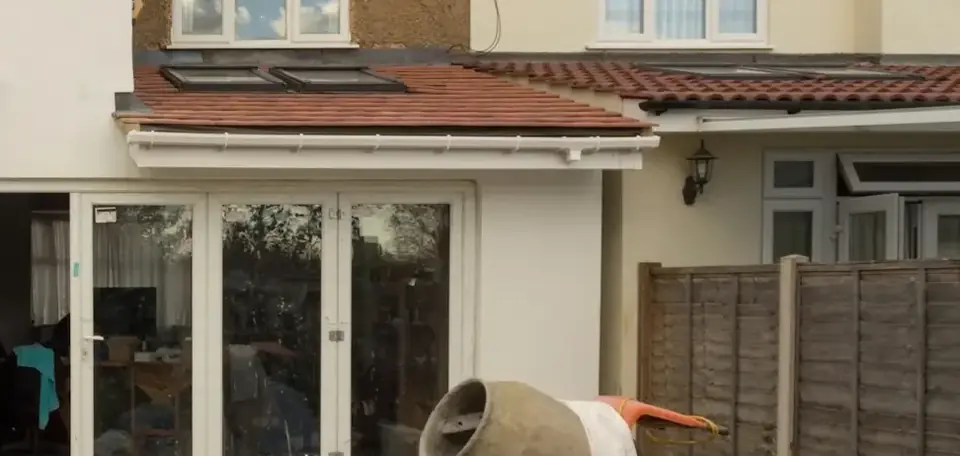 Building work in progress on a house