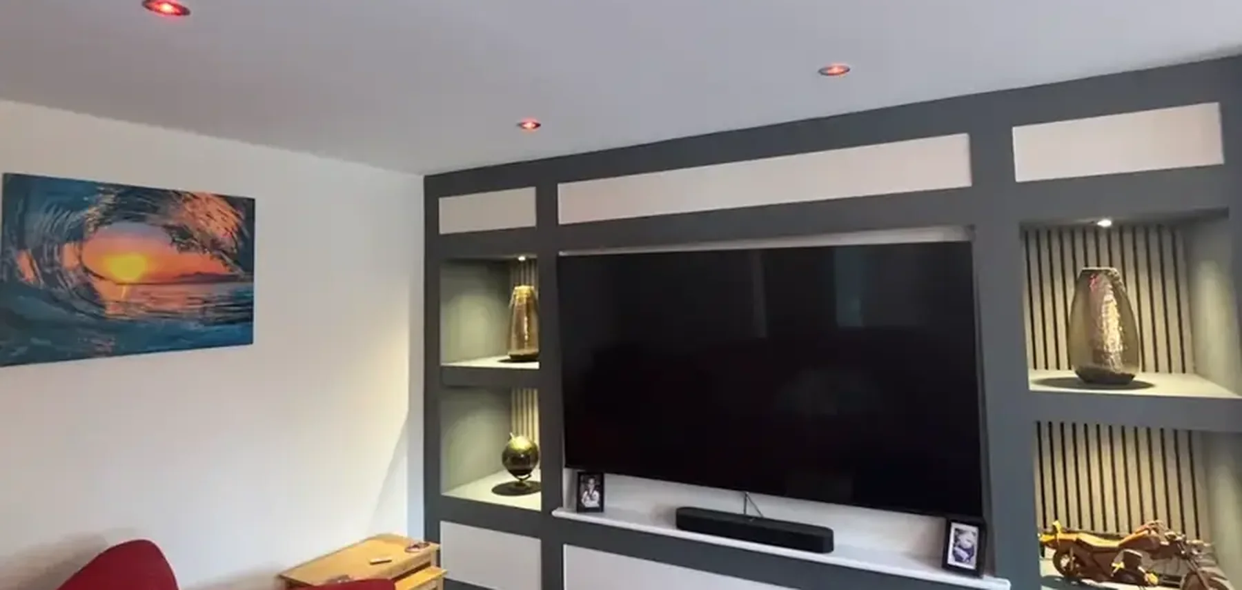 LED lighting in a finished living room