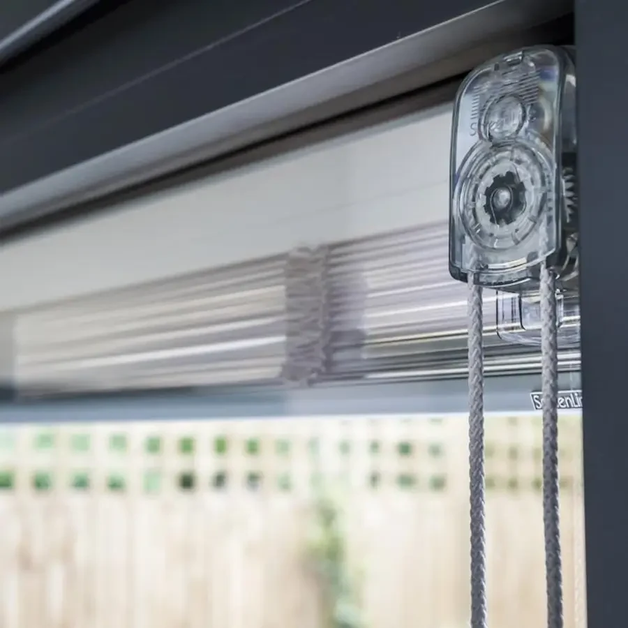 Manual, corded integral blind control