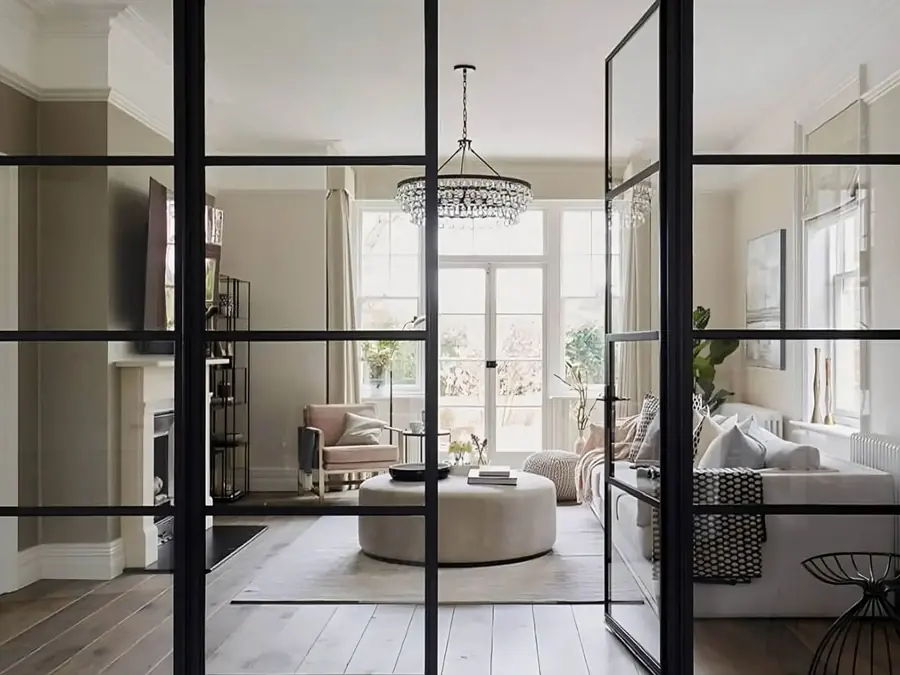 A Crittall-style interior screen