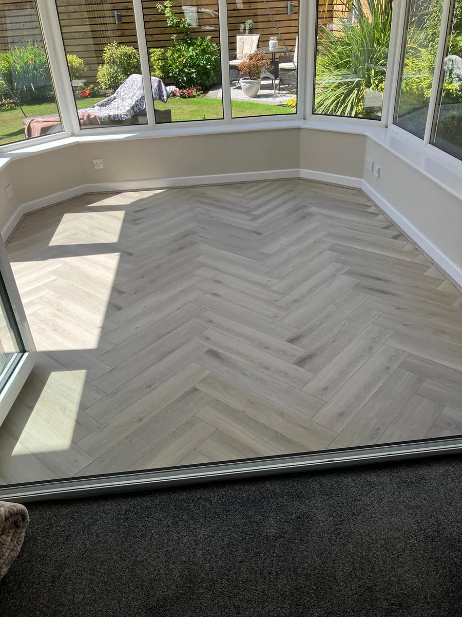The finished conservatory floor and glazing