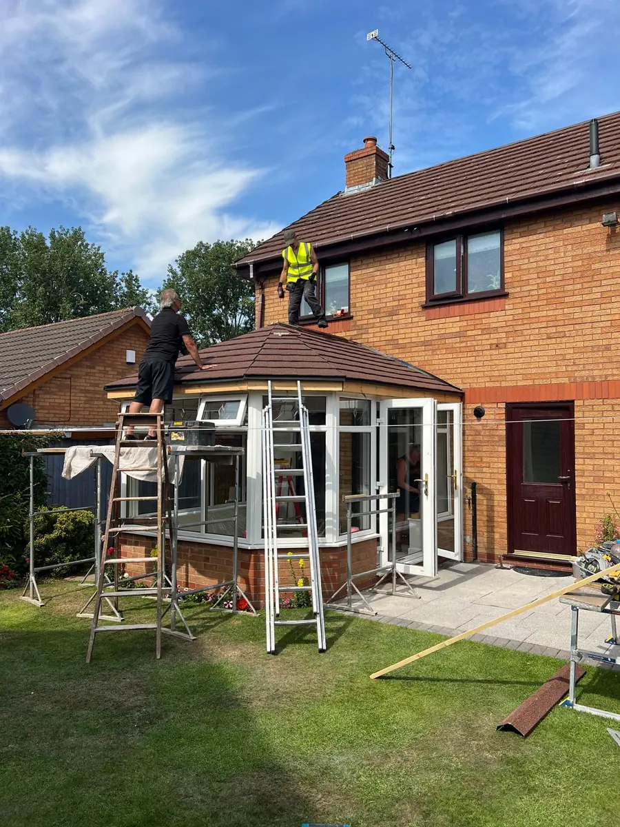 Stripping the old conservatory roof off