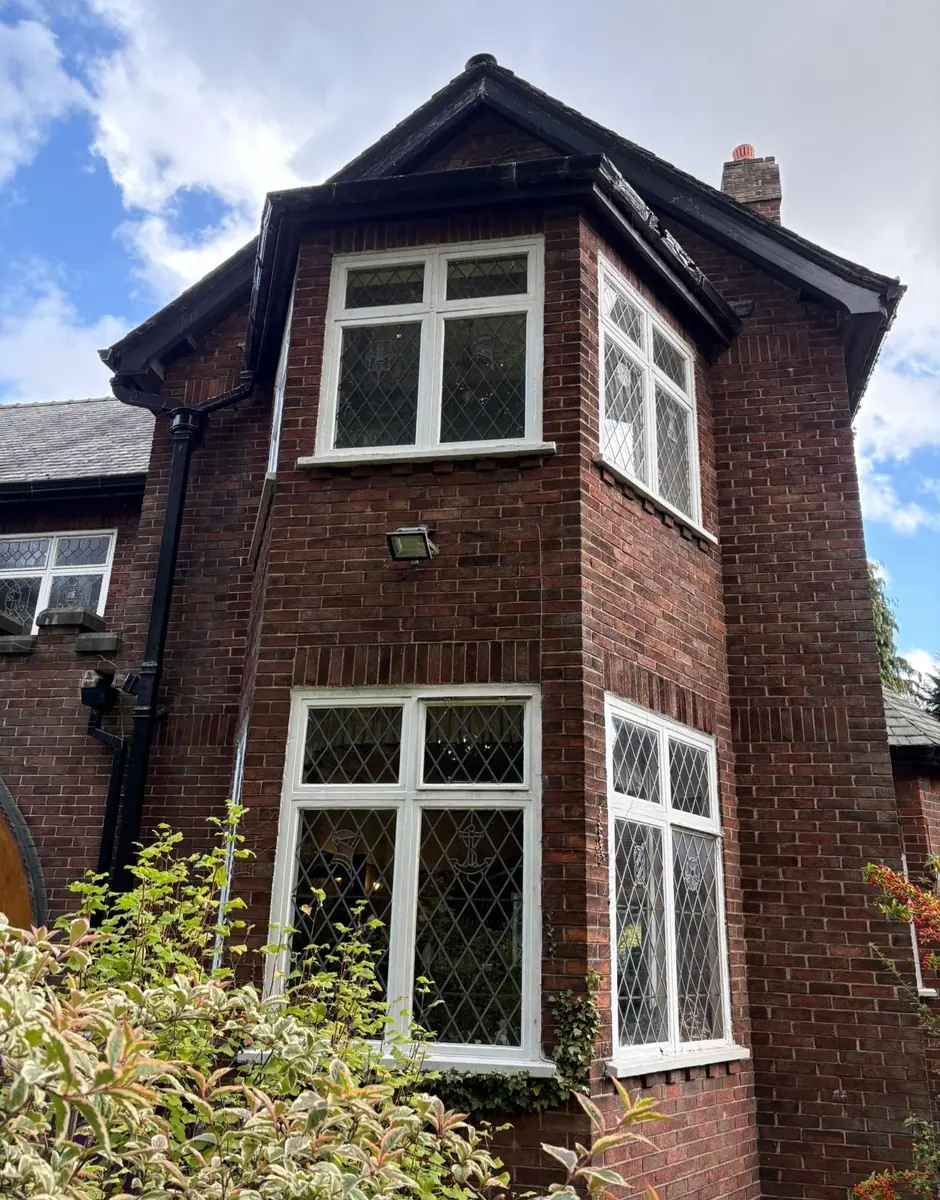 The restored bay window and painted timber