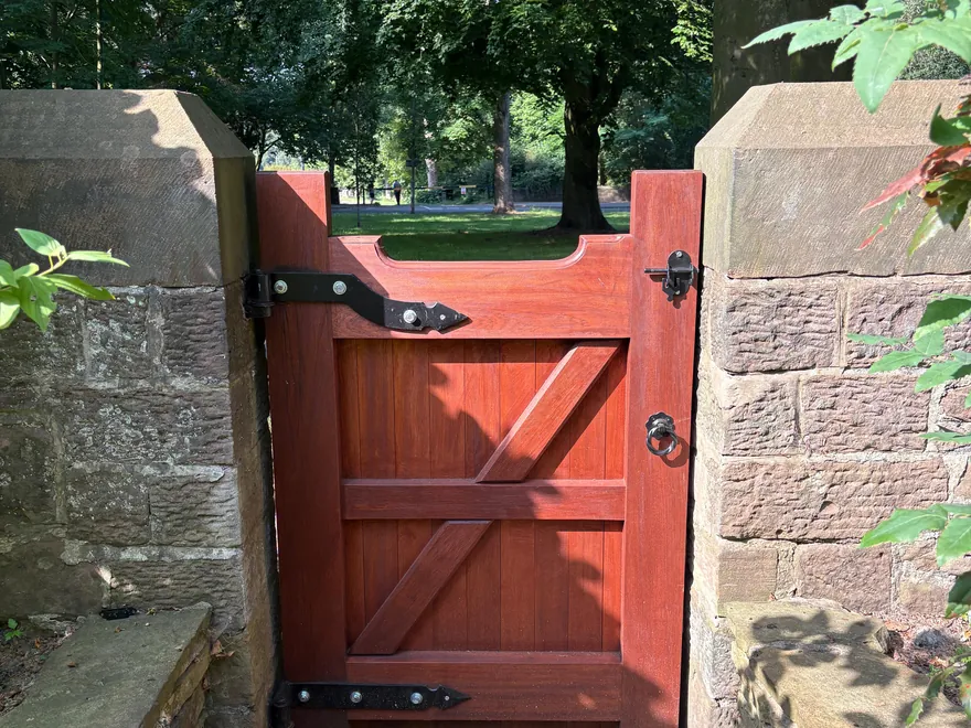 The finished gate approached along the path