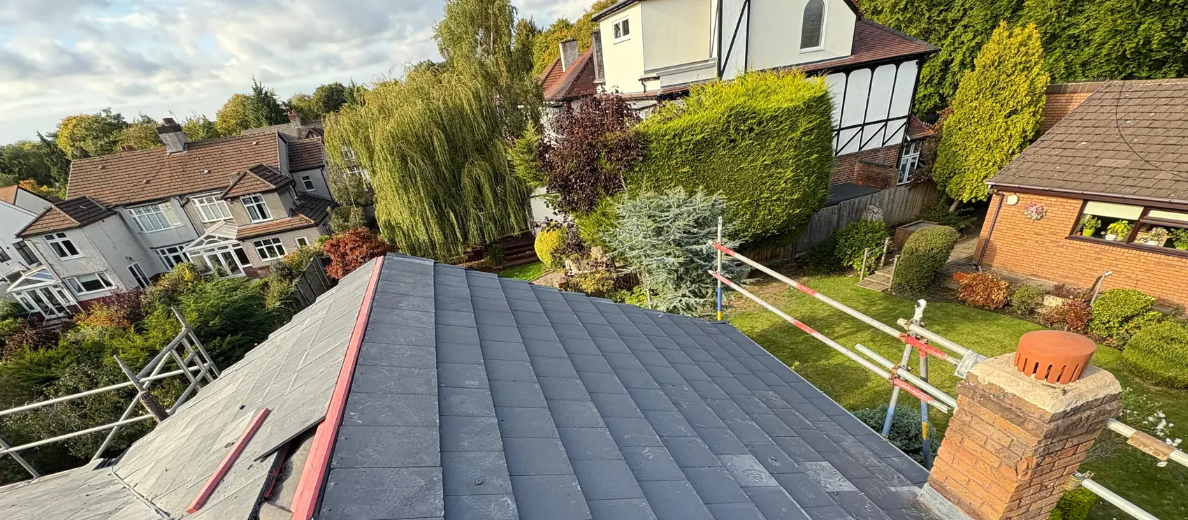 The completed roof seen from the scaffold
