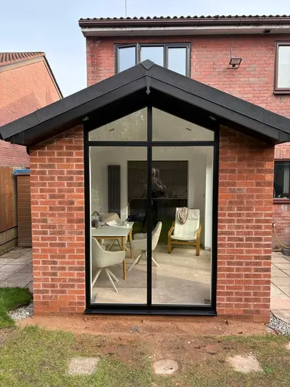 The finished garden room with its fully glazed gable end
