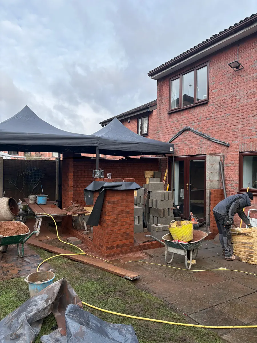 Brickwork under way on the new garden room