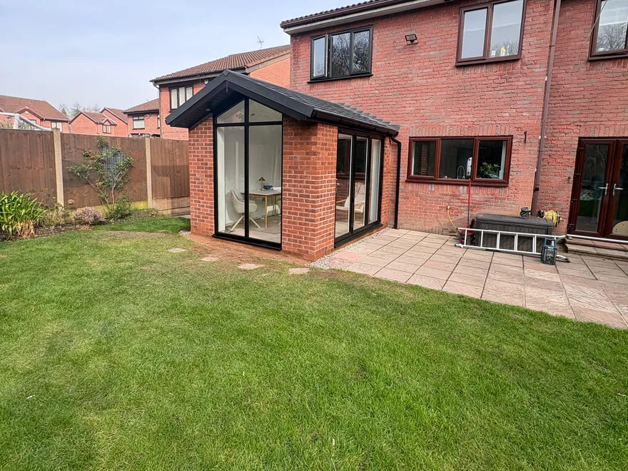 The finished garden room with its fully glazed gable end
