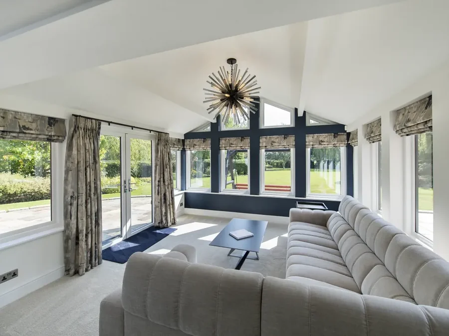 An orangery with full-height glazing onto the garden