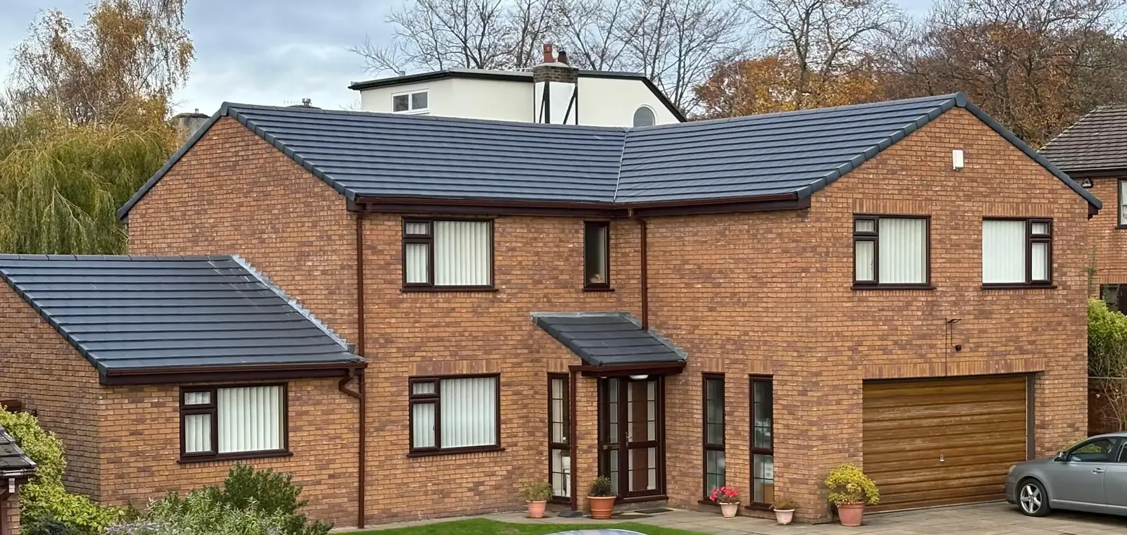 A newly completed tiled roof