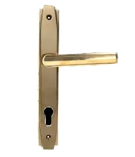 Aged brass steel-look door handle
