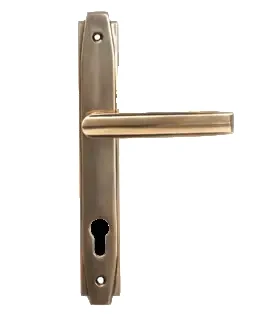 Polished bronze steel-look door handle