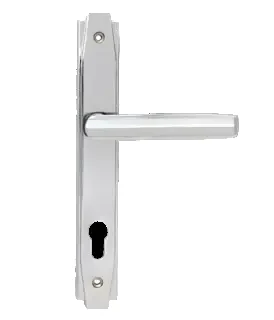Polished chrome steel-look door handle