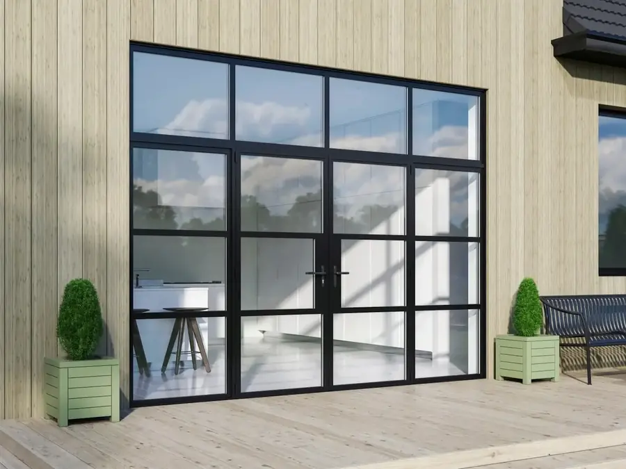 Steel-look exterior doors