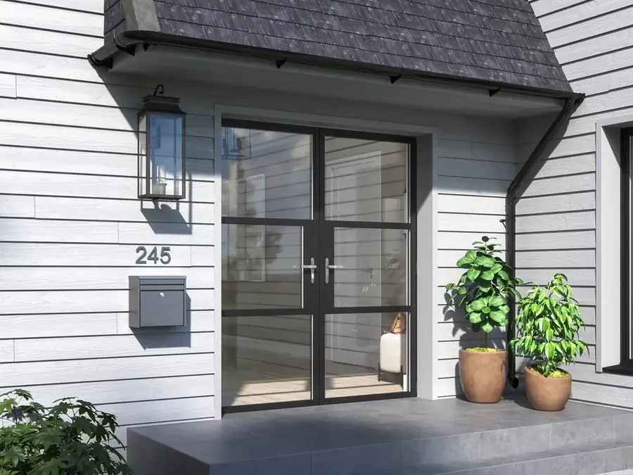 A steel-look exterior screen